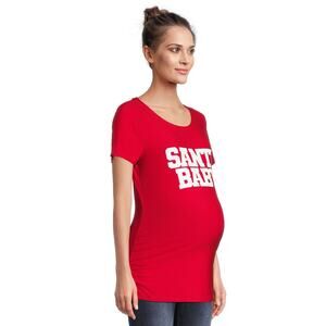 Time and Tru Women's XL Maternity “Santa Baby” Christmas Graphic Tee Top Shirt